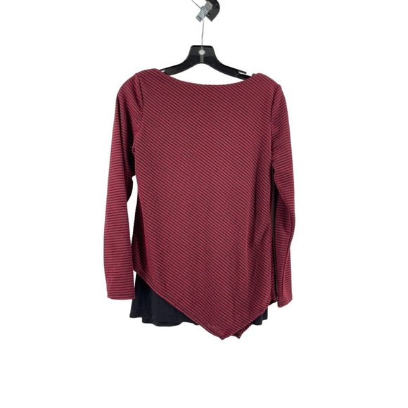 AGB Petite Women's Red Black Striped Lined Knit Shirt Top Shirt Blouse Size PS - Picture 4 of 9